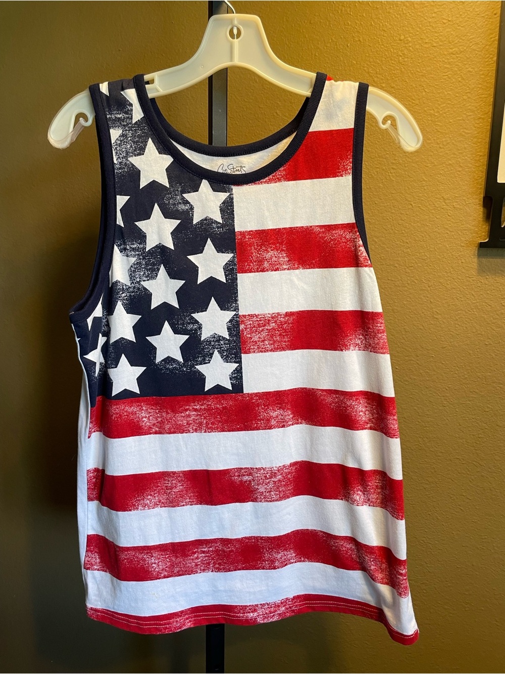 City Streets Men’s Patriotic Stars & Stripes Tank Top - Red White Blue size Smal